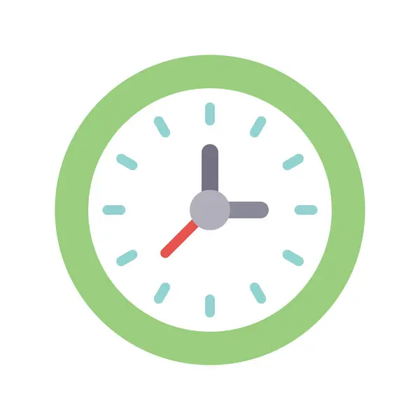 Wall Clock Διάνυσμα Επίπεδη Εικόνα Σχεδιασμού Σύμβολο Διαχείρισης Προϊόντων Άσπρο — Διανυσματικό Αρχείο
