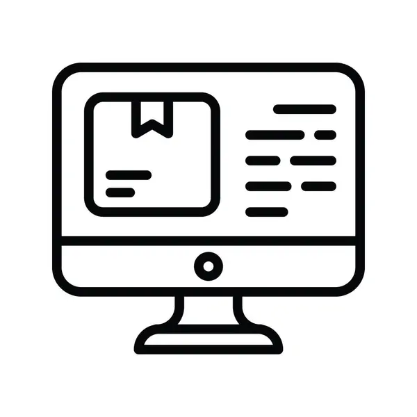 Online Parcel Διανυσματικό Περίγραμμα Εικονίδιο Σχεδιασμός Εικονογράφηση Σύμβολο Διαχείρισης Προϊόντων — Διανυσματικό Αρχείο