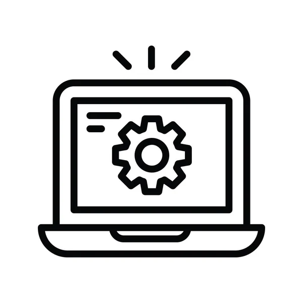 Laptop Setting Vector Outline Icon Design Illustration Símbolo Gerenciamento Produto —  Vetores de Stock