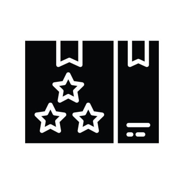 Ürün Derecelendirme Vektörü Katı Simge Tasarım Çizimi. Beyaz arkaplan EPS 10 Dosyasında Ürün Yönetimi Sembolü