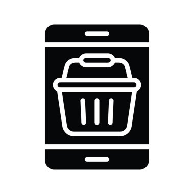 M Ticaret vektörü katı Simge Tasarımı çizimi. Beyaz arkaplan EPS 10 Dosyasında Ürün Yönetimi Sembolü