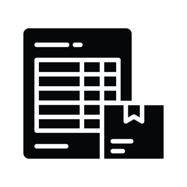 Fatura vektörü katı Simge Tasarımı illüstrasyonu. Beyaz arkaplan EPS 10 Dosyasında Ürün Yönetimi Sembolü