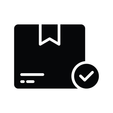 Sipariş vektörü katı Simge Tasarımı illüstrasyonunu kontrol et. Beyaz arkaplan EPS 10 Dosyasında Ürün Yönetimi Sembolü