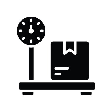 Kargo Ağırlık vektörü katı Simge Tasarım çizimi. Beyaz arkaplan EPS 10 Dosyasında Ürün Yönetimi Sembolü