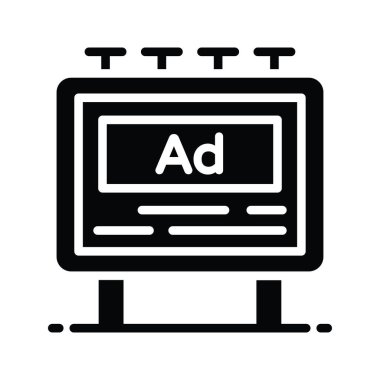 Billboard vektörü katı Simge Tasarımı çizimi. Beyaz arkaplan EPS 10 Dosyasında Ürün Yönetimi Sembolü