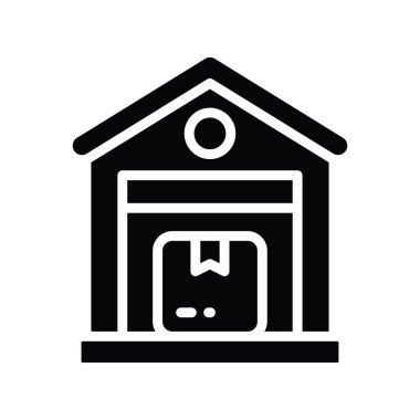 Depo vektörü katı Simge Tasarımı çizimi. Beyaz arkaplan EPS 10 Dosyasında Ürün Yönetimi Sembolü