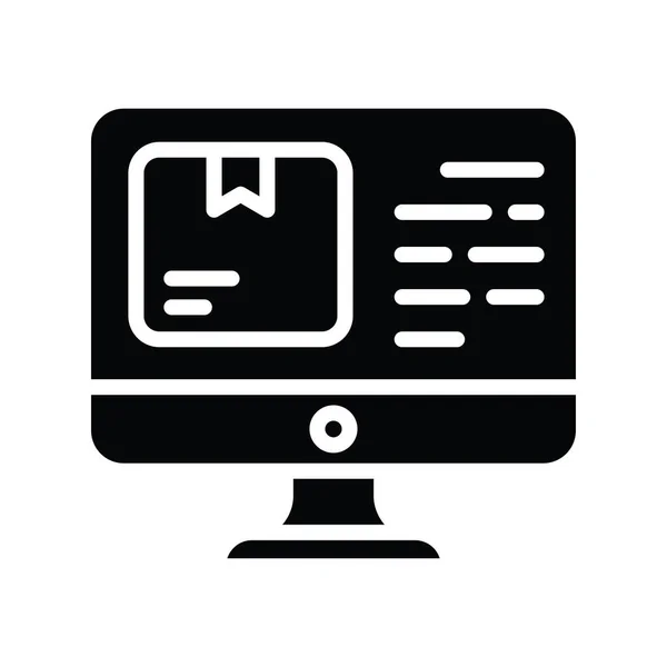 Online Parcel Vector Solid Icon Ilustración Diseño Gestión Productos Símbolo — Vector de stock