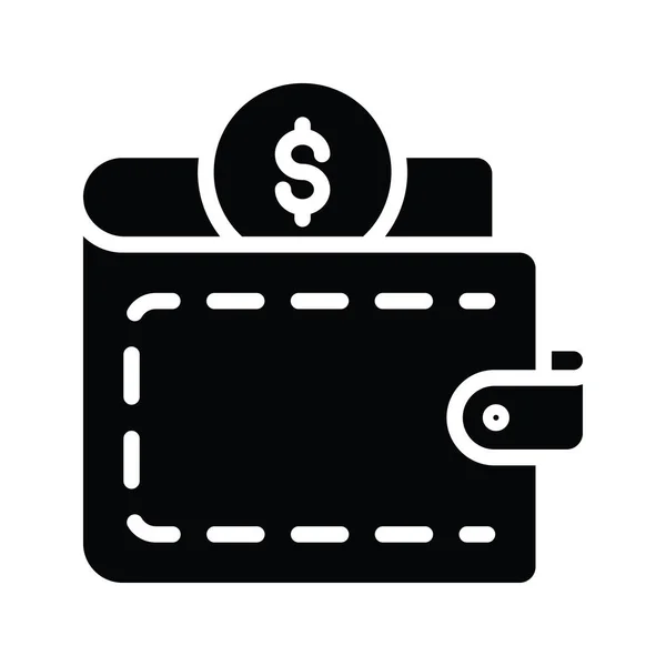 Cash Wallet Vector Sólido Icono Diseño Ilustración Gestión Productos Símbolo — Vector de stock