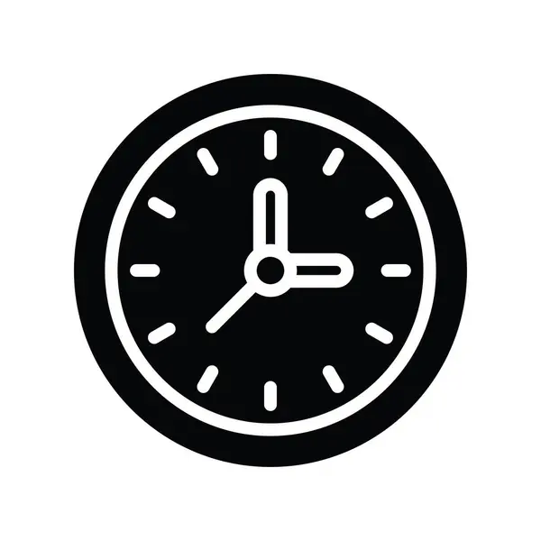 Wall Clock Διάνυσμα Στερεά Εικόνα Σχεδιασμός Εικονογράφηση Σύμβολο Διαχείρισης Προϊόντων — Διανυσματικό Αρχείο