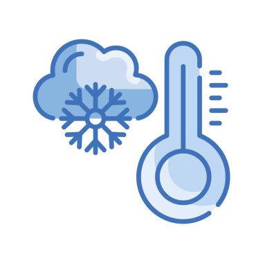 Soğuk Sıcaklık vektörü Mavi Serisi Simge Tasarım çizimi. Beyaz arkaplandaki Klima Sembolü EPS 10 Dosyası