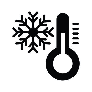 Soğutma vektörü katı simge tasarımı çizimi.