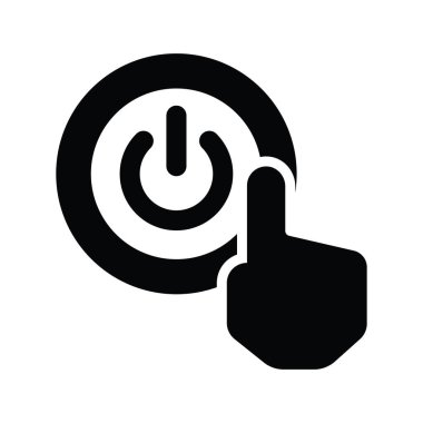 Güç düğmesi vektörü katı simge tasarımı çizimi.