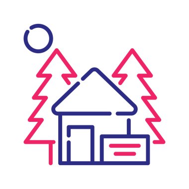 Kamp alanı rezervasyonu vektörü İki Renk Taslak Simgesi biçim illüstrasyonu. EPS 10 dosyası