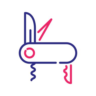 Pocket Knife vektörü İki renk ana hatları simgesi çizimi. EPS 10 dosyası