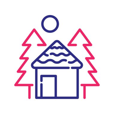 Kulübe vektörü iki renk ana hatları simgesi çizimi. EPS 10 dosyası