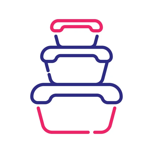 Food Container Vektor Två Färg Kontur Ikon Stil Illustration Eps — Stock vektor