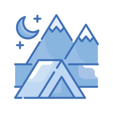 Sahil Kamp Vektörü Mavi serisi ikonu çizimi. EPS 10 dosyası