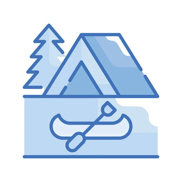 Canot Camping Vecteur Illustration Style Icône Série Bleue Fichier Eps — Image vectorielle