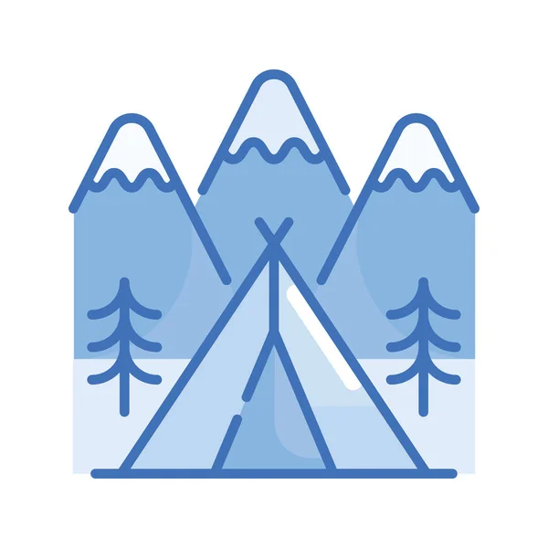 Zima Camping Wektor Niebieska Seria Ikona Stylu Ilustracji Plik Eps — Wektor stockowy