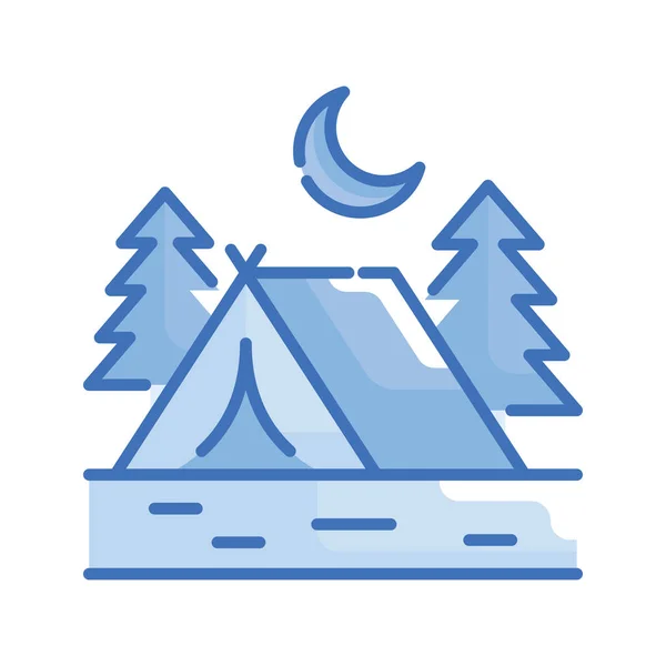 Camping Vecteur Illustration Style Icône Série Bleue Fichier Eps — Image vectorielle