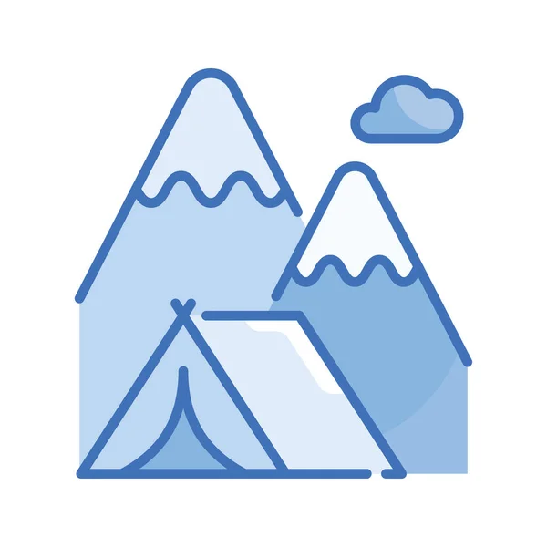 Camping Tente Vecteur Série Bleue Illustration Style Icône Fichier Eps — Image vectorielle