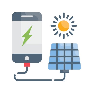 Taşınabilir güneş paneli vektörü düz simge biçimi illüstrasyonu. EPS 10 dosyası