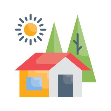 Kabin vektörü Düz simge biçimi illüstrasyonu. EPS 10 dosyası