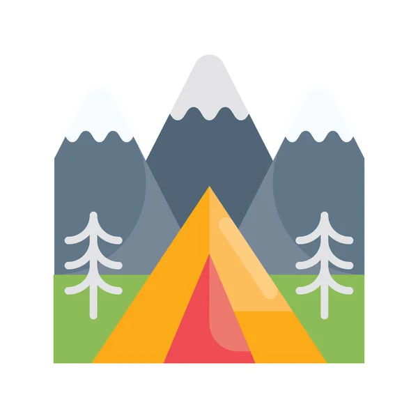 Vecteur Camping Hiver Illustration Style Icône Plate Fichier Eps — Image vectorielle