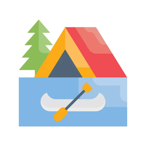 Canoe Camping Vector Flat Icon Style Illustration Eps File — Stock Vector