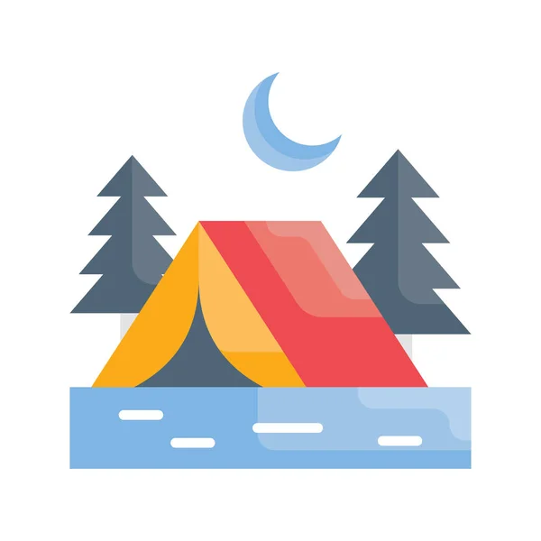 Campingplats Vektor Platt Ikon Stil Illustration Eps Fil — Stock vektor