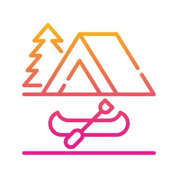 Kanot Camping Vektor Gradient Ikon Stil Illustration Eps Fil — Stock vektor