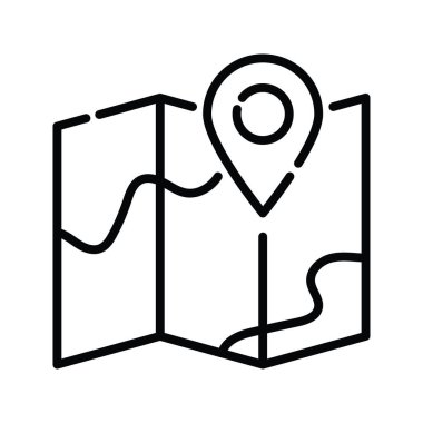 Harita vektör ana hatları simge biçimi illüstrasyonu. EPS 10 dosyası