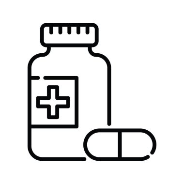 Reçeteli İlaç Vektörü ana hatları simge biçimi illüstrasyonu. EPS 10 dosyası