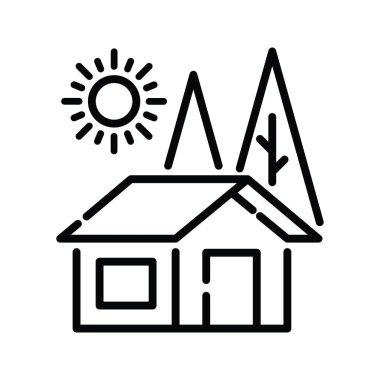 Kabin vektör ana hatları simge biçimi illüstrasyonu. EPS 10 dosyası