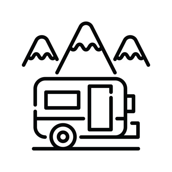 Camper Vector Outline Icon Style Illustration Eps File — Stock Vector