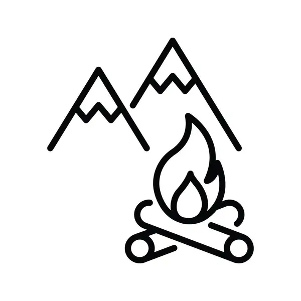 Campfire Cooking Vector Outline Icon Style Illustration Eps File — Stock Vector