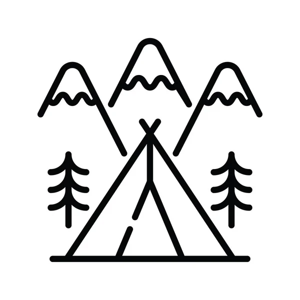 Vinter Camping Vektor Kontur Ikon Stil Illustration Eps Fil — Stock vektor