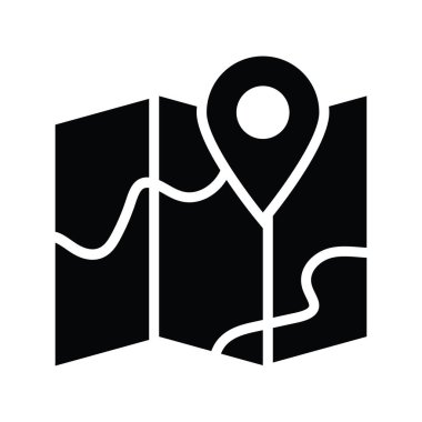 Harita vektörü Solid simge biçimi illüstrasyonu. EPS 10 dosyası