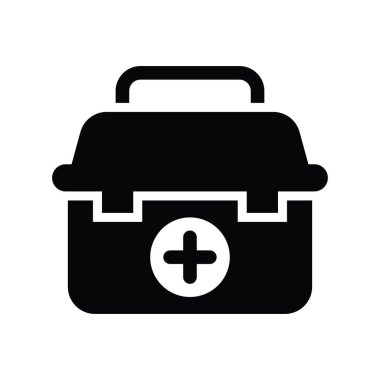 İlk yardım seti vektörü katı simge biçimi illüstrasyonu. EPS 10 dosyası