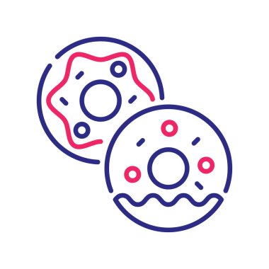 Tatlı çörek vektörü iki renk çizgisi simgesi çizimi. EPS 10 Dosyası