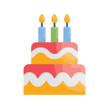 Doğum günü pastası düz ikon çizimi. EPS 10 Dosyası