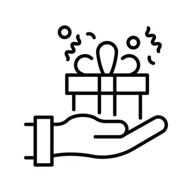 Hediye kutusu vektör ana hatları simge biçimi illüstrasyonu. EPS 10 Dosyası