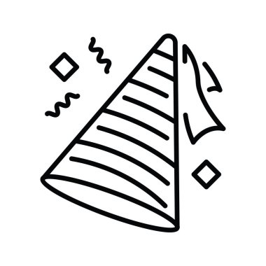 Parti şapkası vektör ana hatları simge biçimi illüstrasyonu. EPS 10 Dosyası