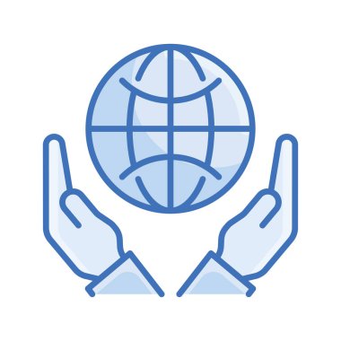 Sosyal Sorumluluk Vektörü Mavi serisi Icon tasarım illüstrasyonu. Beyaz arkaplandaki EPS 10 Dosyası