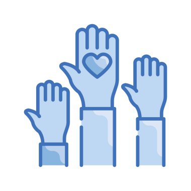 Gönüllü Vektör Mavi serisi Simge tasarımı çizimi. Beyaz arkaplandaki EPS 10 Dosyası