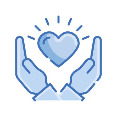 Charity Vector Blue serisi Icon tasarım illüstrasyonu. Beyaz arkaplandaki EPS 10 Dosyası