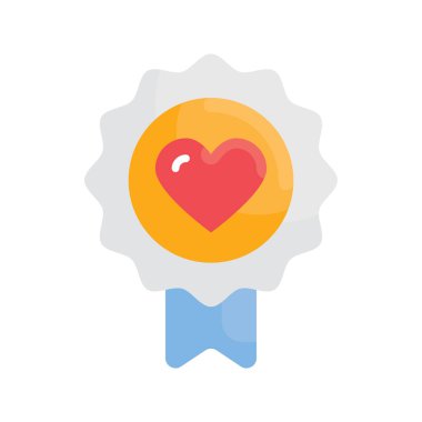 Rozet Vektörü Düz Simge tasarım çizimi. Beyaz arkaplandaki EPS 10 Dosyası