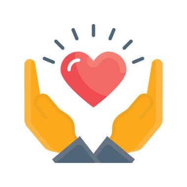 Charity Vector Düz Simge tasarım illüstrasyonu. Beyaz arkaplandaki EPS 10 Dosyası
