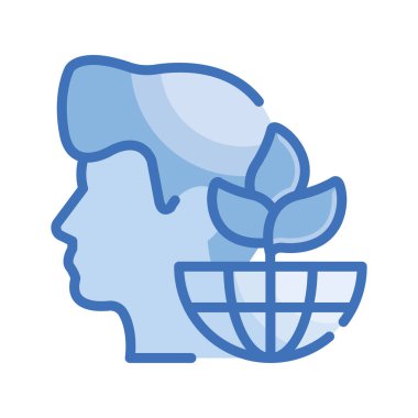 Yeşil düşünme vektörü Mavi serisi ikon stili illüstrasyon. EPS 10 dosyası