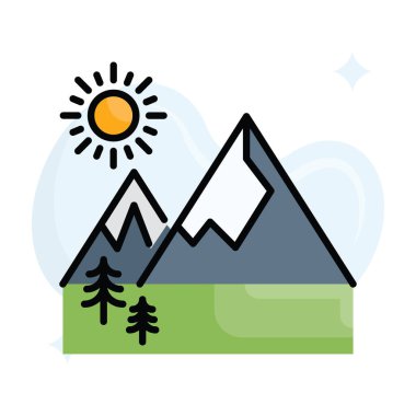 Ulusal Park vektörü ana hatları simge biçimi illüstrasyonunu doldurdu. EPS 10 dosyası